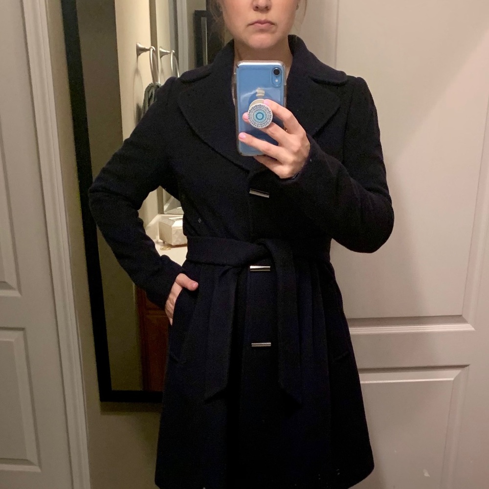 -BADGLEY MISCHKA- Navy Wool Coat